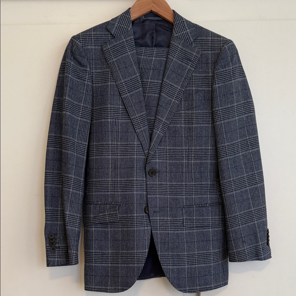 Suitsupply Lazio Blue Checkered Suit – Size 34 (Slim Fit)